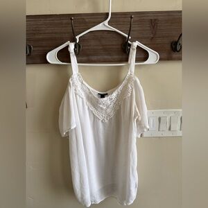 Torrid White Sleeveless Blouse with Lace Neckline